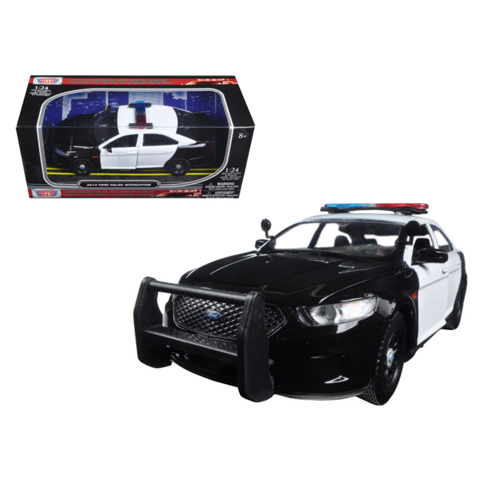 2013 Ford Police Car Interceptor Unmarked Black/White 1/24 Diecast Model Car by Motormax 76925BK-W
