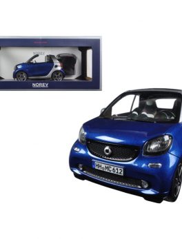 2015 Smart For Two Cabrio Blue and Silver 1/18 Diecast Model Car by Norev 183438