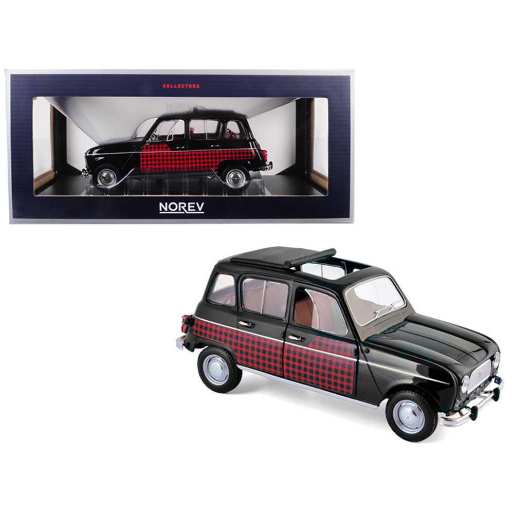 1964 Renault 4 Parisienne Black with Red 1/18 Diecast Model Car by Norev 185242