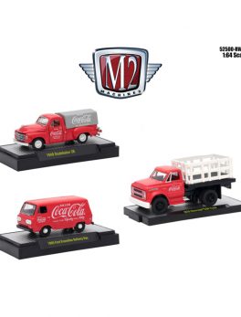 Coca-Cola Set of 3 Cars Release 1 Limited Edition to 4800 pieces Worldwide Hobby Exclusive 1/64 Diecast Models by M2 Machines 52500-RW01