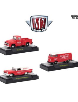 Coca-Cola Set of 3 Cars Release 2 Limited Edition to 4800 pieces Worldwide Hobby Exclusive 1/64 Diecast Models by M2 Machines 52500-RW02