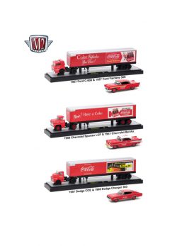 Auto Haulers Coca-Cola Release Set of 3 Trucks 1/64 Diecast Models by M2 Machines 56000-50B01
