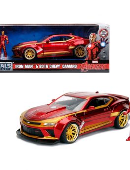 2016 Chevrolet Camaro with Iron Man Diecast Figure Marvel Series 1/24 Diecast Model Car by Jada 99724