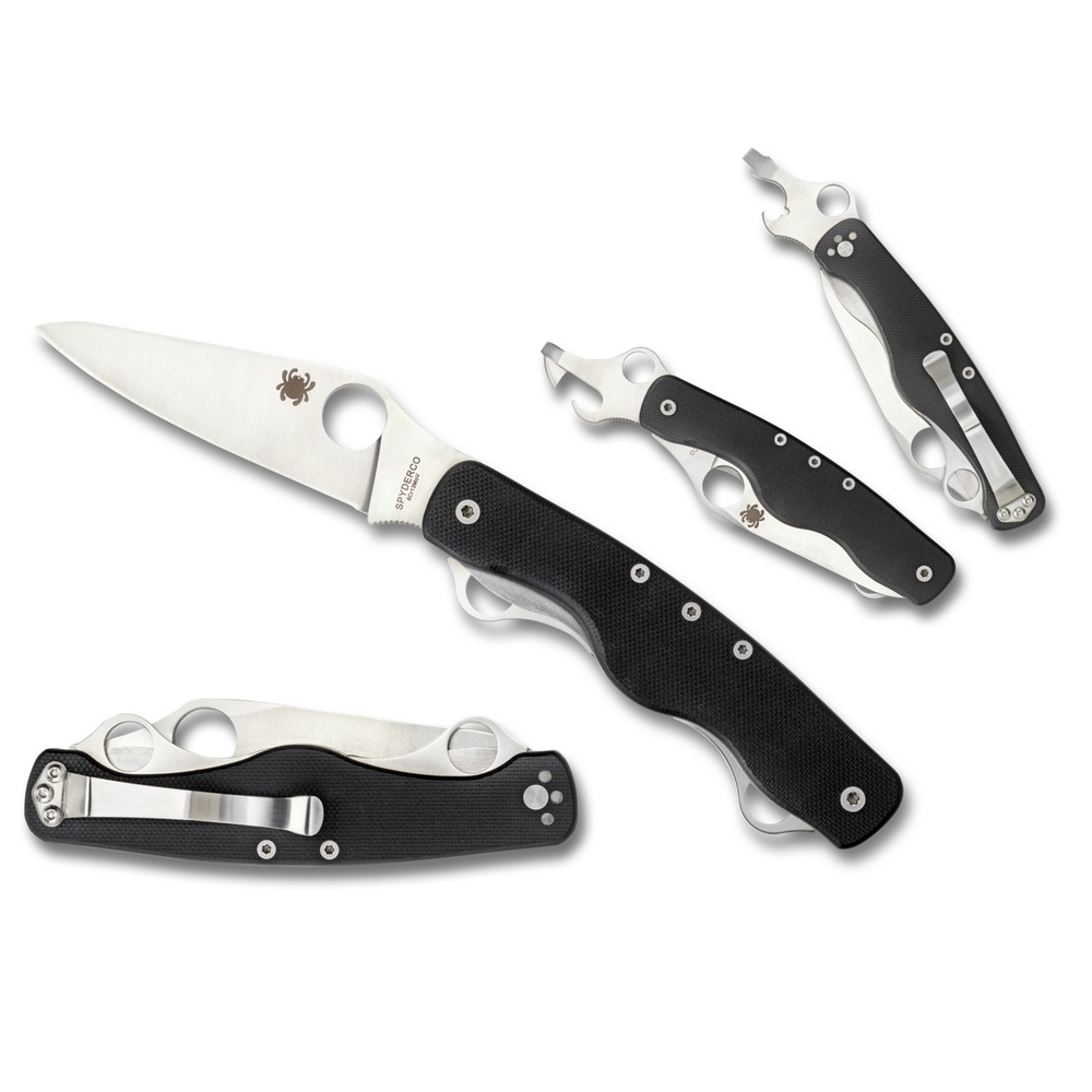 Spyderco ClipiTool Folder 3.5 in Plain 6 Tools Blk G-10 Hndl