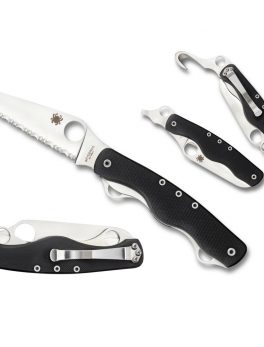 Spyderco ClipiTool Rescue Folder 3.50 in Serrated Black G-10