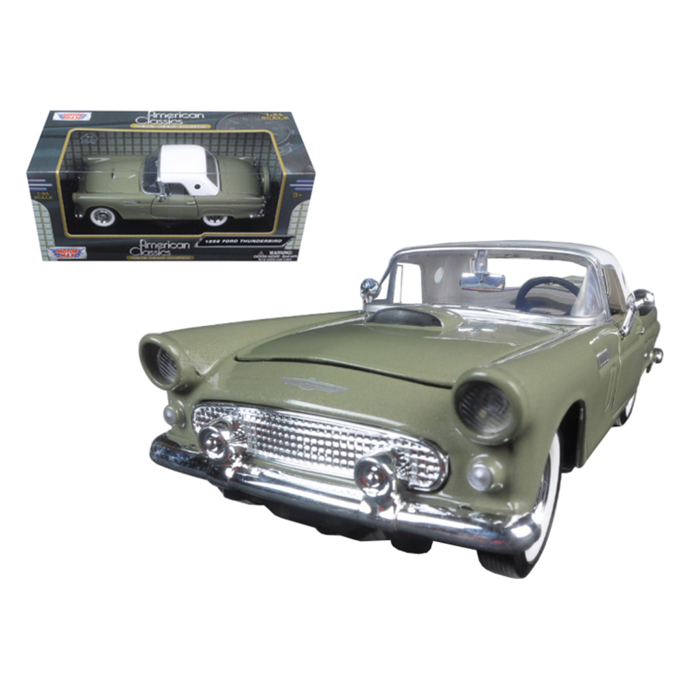 1956 Ford Thunderbird Soft Top Green 1/24 Diecast Car Model by Motormax 73312grn