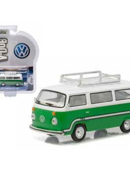 1977 Volkswagen Type 2 Bus (T2B) Sumatra Green with Roof Rack and Stripes 1/64 Diecast Model Car by Greenlight 29840F