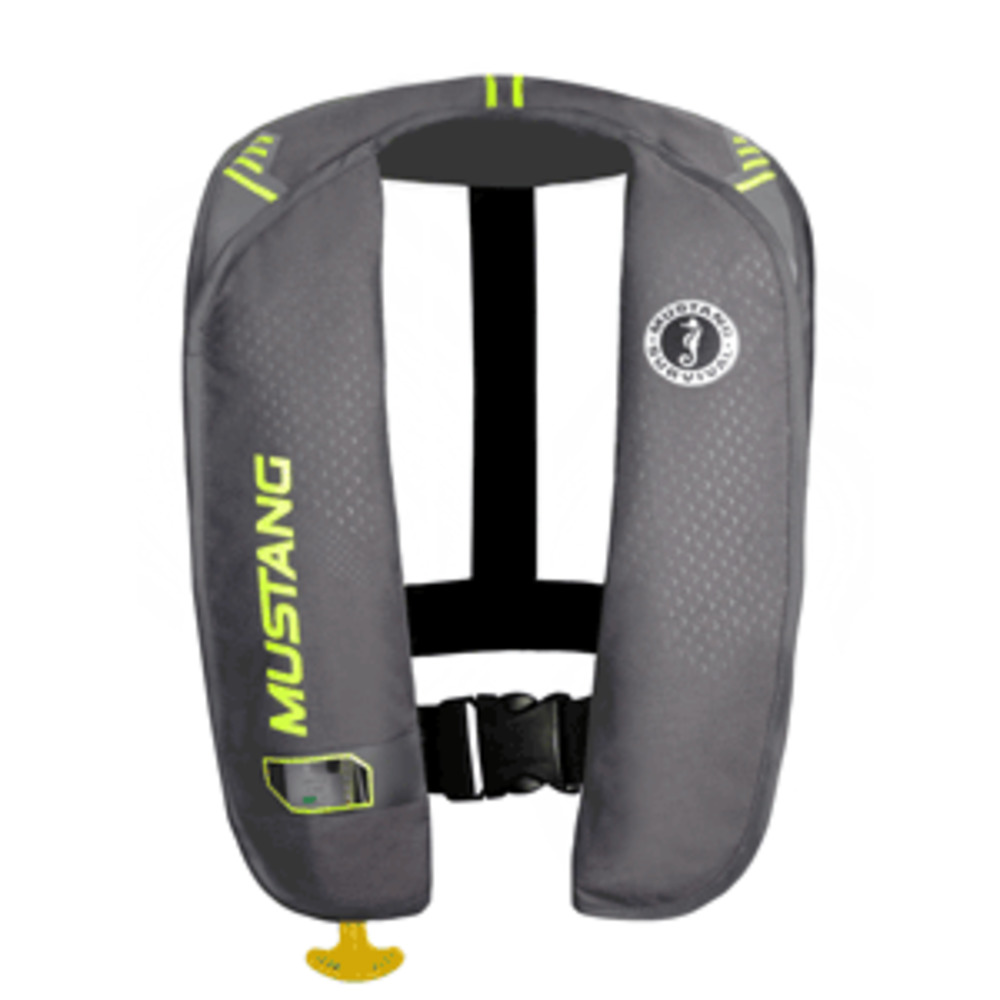 Mustang MIT 100 Inflatable Automatic PFD - Gray/Flourescent Yellow-Green