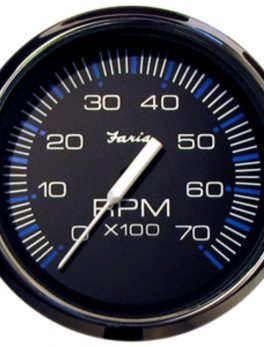 Faria Chesapeake Black SS 4" Tachometer - 7,000 RPM (Gas - All Outboards)