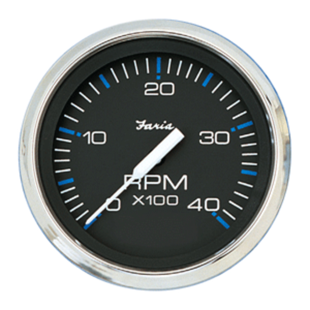 Faria Chesapeake Black SS 4" Tachometer - 4,000 RPM (Diesel)