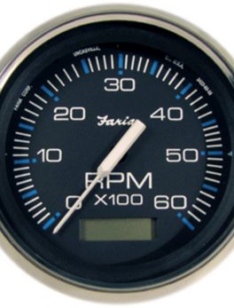 Faria Chesapeake Black SS 4" Tachometer w/Hourmeter - 6,000 RPM (Gas - Inboard)