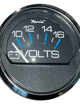 Faria Chesapeake Black SS 2" Voltmeter (10-16 VDC)
