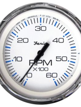 Faria Chesapeake White SS 4" Tachometer - 6,000 RPM (Gas - Inboard and I/O)