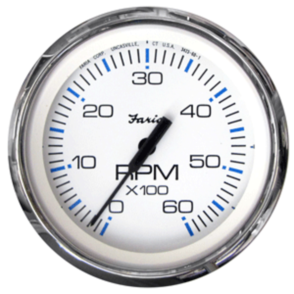Faria Chesapeake White SS 4" Tachometer - 6,000 RPM (Gas - Inboard and I/O)