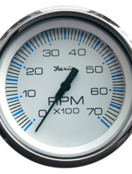 Faria Chesapeake White SS 4" Tachometer - 7,000 RPM (Gas - All Outboards)