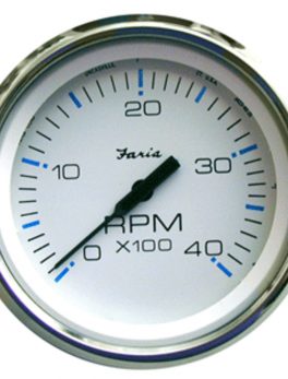 Faria Chesapeake White SS 4" Tachometer - 4,000 RPM (Diesel - Mechanical Takeoff and Var Ratio Alt)