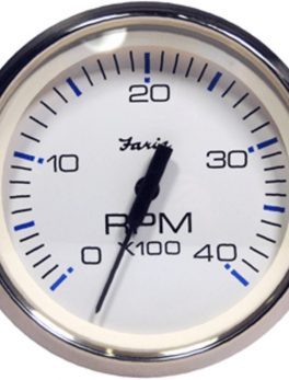 Faria Chesapeake White SS 4" Tachometer - 4,000 RPM (Diesel - Magnetic Pick-Up)