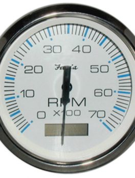 Faria Chesapeake White SS 4" Tachometer w/Hourmeter - 7,000 RPM (Gas - Outboard)