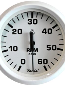 Faria Dress White 4" Tachometer - 6,000 RPM (Gas - Inboard and I/O)