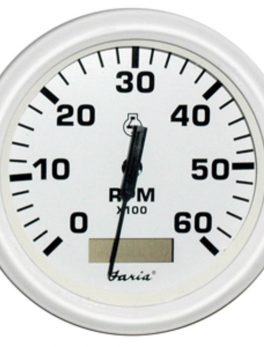 Faria Dress White 4" Tachometer w/Hourmeter - 6,000 RPM (Gas - Inboard)