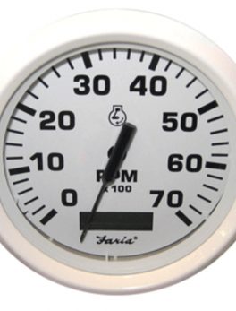 Faria Dress White 4" Tachometer w/Hourmeter - 7,000 RPM (Gas - Outboard)