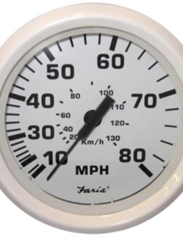 Faria Dress White 4" Speedometer - 80MPH (Mechanical)