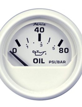 Faria Dress White 2" Oil Pressure Gauge (80 PSI)