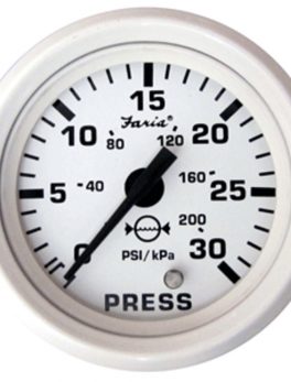 Faria Dress White 2" Water Pressure Gauge (30 PSI)