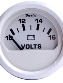 Faria Dress White 2" Voltmeter (10-16 VDC)