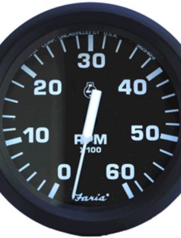 Faria Euro Black 4" Tachometer - 6,000 RPM (Gas - Inboard and I/O)