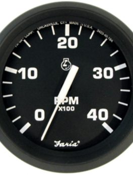 Faria Euro Black 4" Tachometer - 4,000 RPM (Diesel - Mechanical Takeoff and Var Ratio Alt)