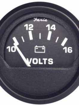 Faria Euro Black 2" Voltmeter (10-16 VDC)