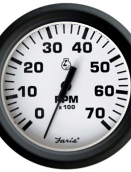 Faria Euro White 4" Tachometer - 7,000 RPM (Gas - All Outboards)