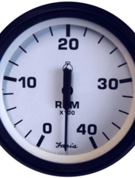 Faria Euro White 4" Tachometer - 4,000 RPM (Diesel - Mechanical Takeoff and Var Ratio Alt)