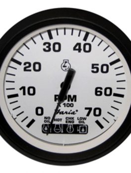 Faria Euro White 4" Tachometer w/Systemcheck Indicator - 7,000 RPM (Gas - Johnson / Evinrude Outboard)