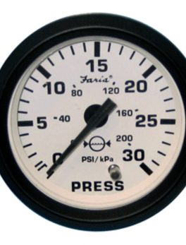 Faria Euro White 2" Water Pressure Gauge Kit - 30 PSI