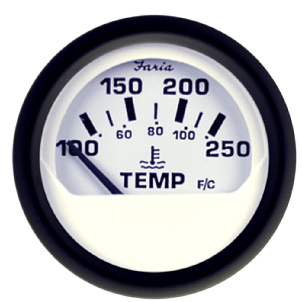 Faria Euro White 2" Water Temperature Gauge (100-250 and #176;F)