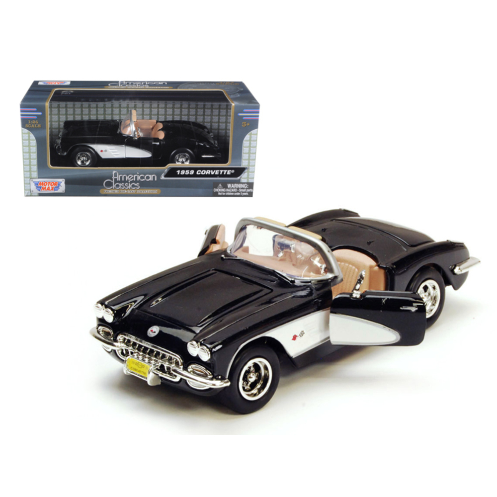 1959 Chevrolet Corvette Black 1/24 Diecast Model Car by Motormax 73216bk