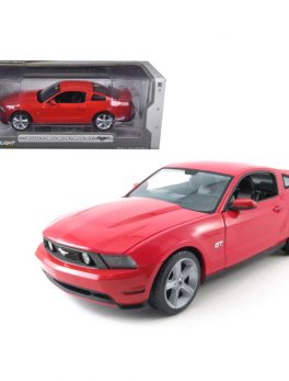 2010 Ford Mustang GT Coupe Torch Red With Charcoal Black Interior With Cashmere White Stripes 1/18 Diecast Car Model by Greenlight 12813
