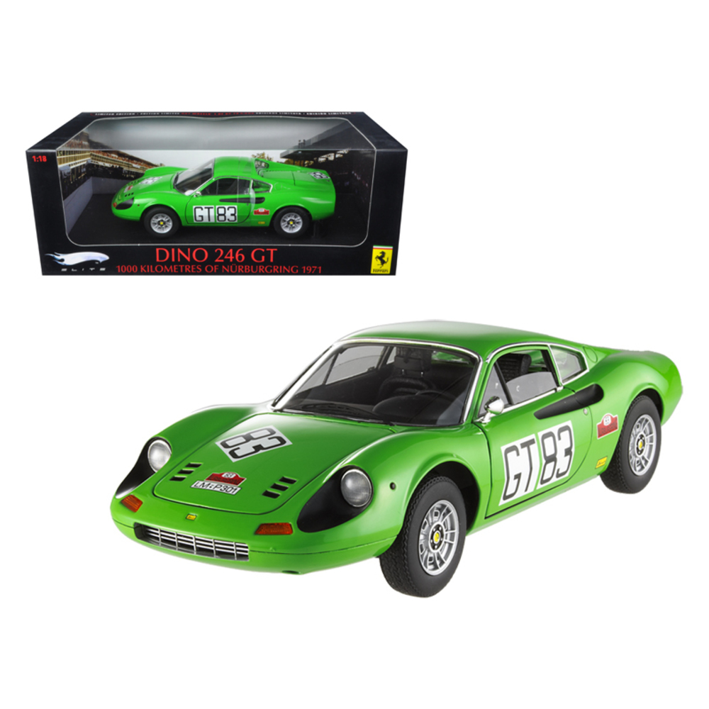 Ferrari Dino 246 GT #83 1000km of 1971 Nurburgring Elite Edition 1/18 Diecast Car Model by Hotwheels T6260