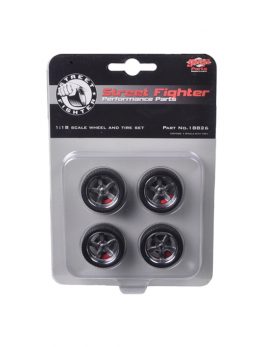5 Spoke Wheels and Tire Pack 4 Pieces from 1970 Chevrolet Nova Street Fighter Overkill 1/18 by GMP 18826