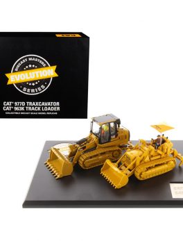 CAT Caterpillar 977D Traxcavator (Circa 1955-1960) and CAT Caterpillar 963K Track Loader (Current) with Operators Evolution Series 1/50 Diecast Models by Diecast Masters 85559