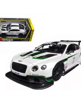 Bentley Continental GT3 White #7 1/24 Diecast Model Car by Bburago 28008w