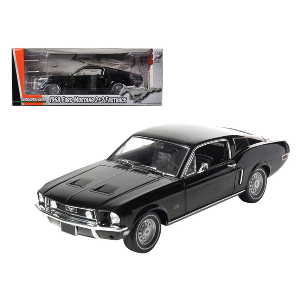 1968 Ford Mustang GT 2+2 Fastback Black Limited Edition 1 of 1800 Produced Worldwide 1/18 Diecast Model Car by Greenlight 12843