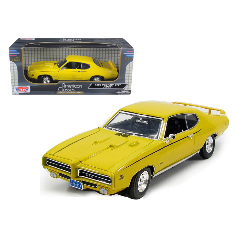 1969 Pontiac GTO Judge Yellow 1/18 Diecast Model Car by Motormax 73133y