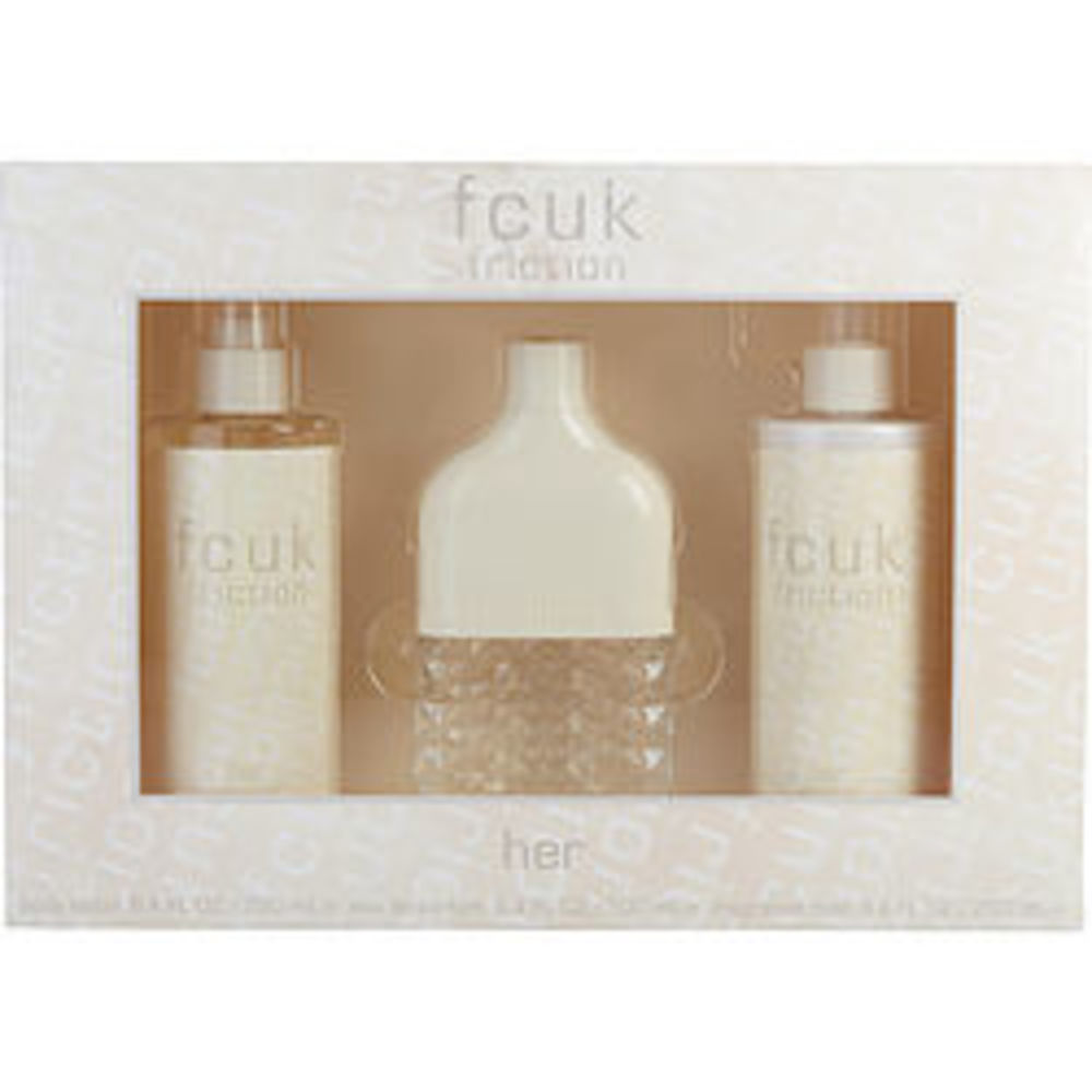 Fcuk Friction Eau De Parfum Spray 3.4 Oz and Body Lotion 8.4 Oz and Body Mist 8.4 Oz For Women
